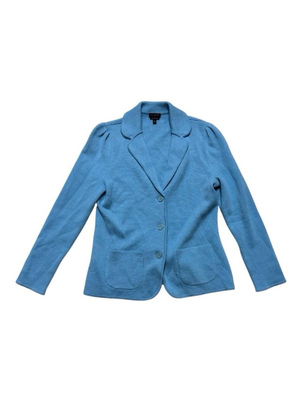Talbots Pure Merino Wool Sweater Blazer Blue Knit Jacket Small Button Front
